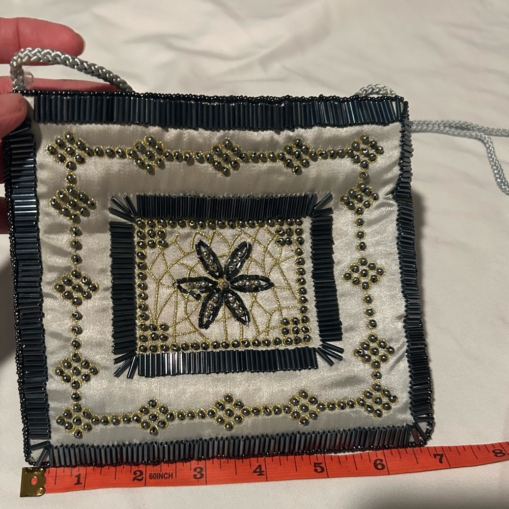 Valerie Stevens Black and Cream Beaded Mini Bag - Picture 2 of 8